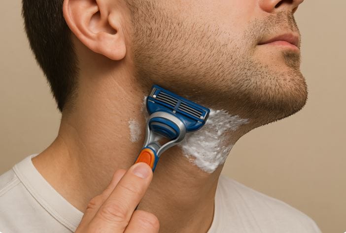 Man-shaving-his-neck